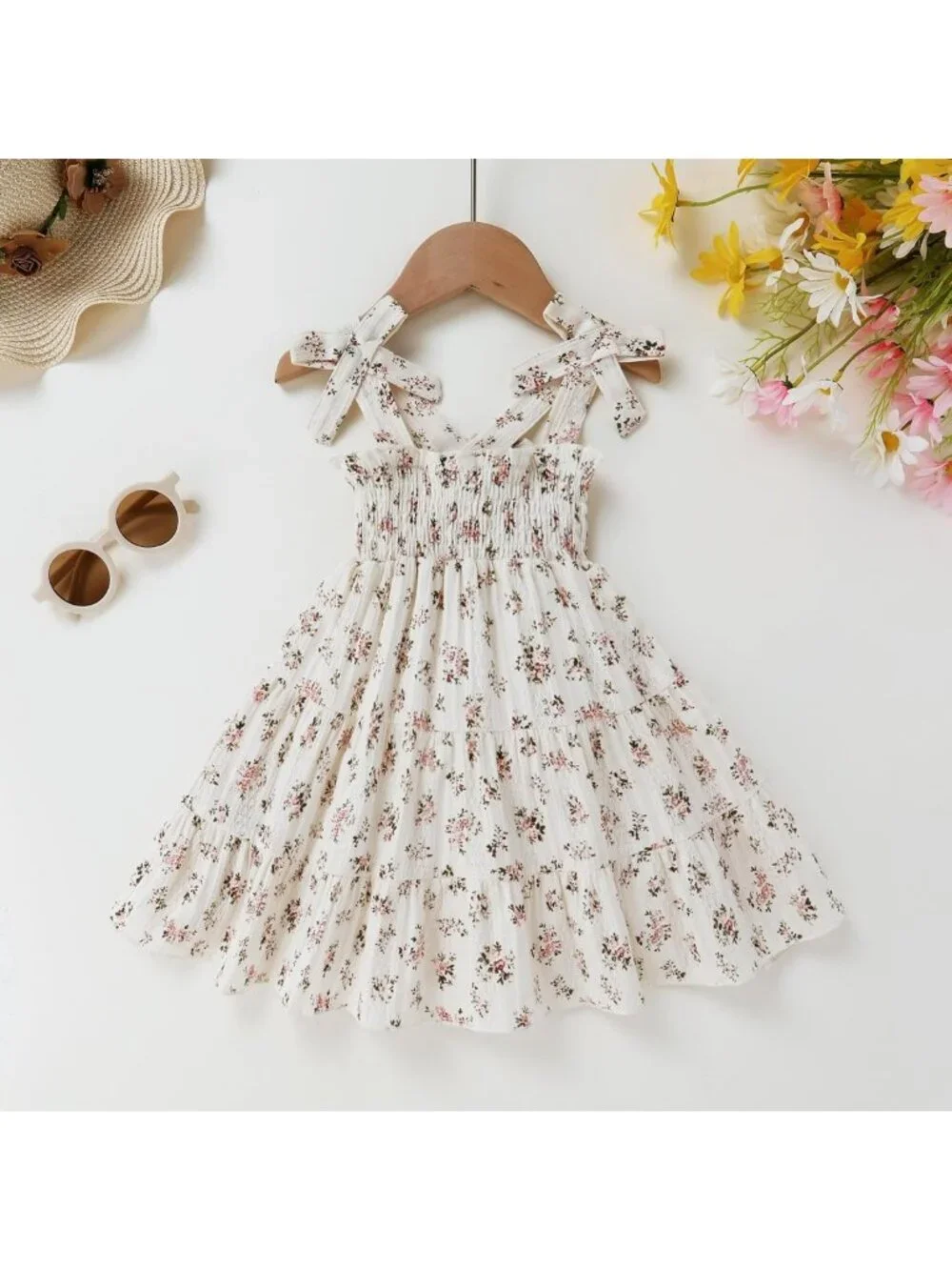 Boho Floral Toddler Girl Summer Dress - Sleeveless Beach Princess Sundress